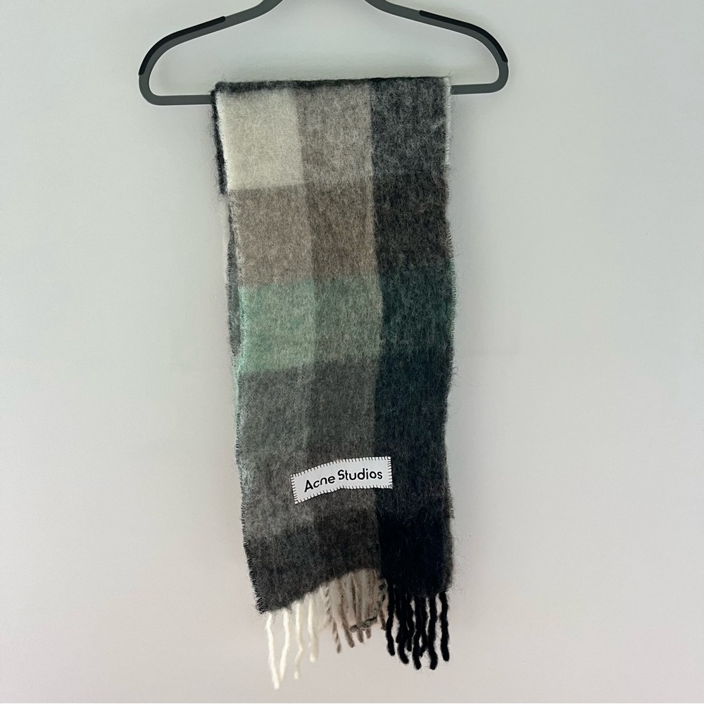 Acne studios checked alpaca wool blend scarf